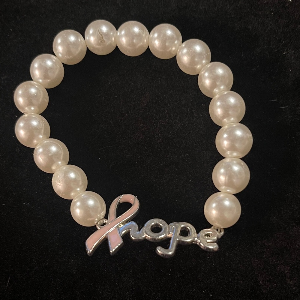 Lustrous Pearl Bracelet with Hope Charm